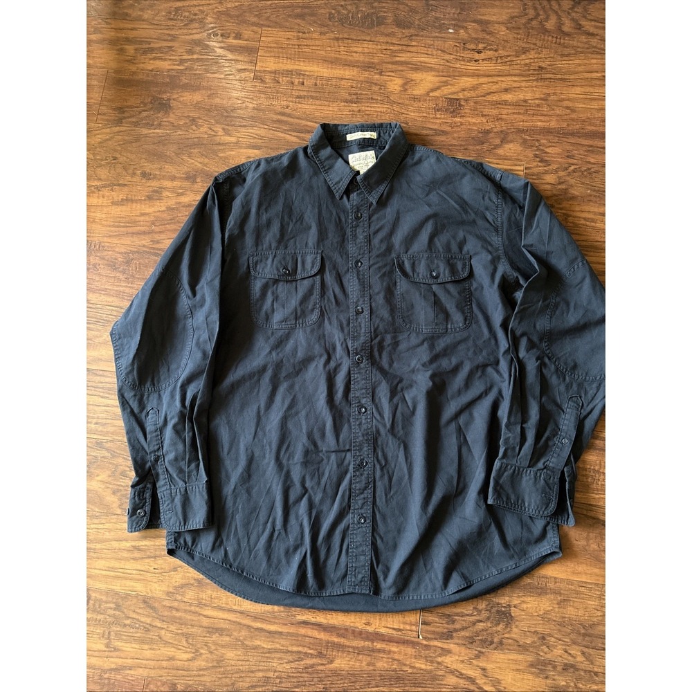 Vintage Cabela's Shirt Mens XLT Blue Long Sleeve Button Up Heavyweight‎ Trial